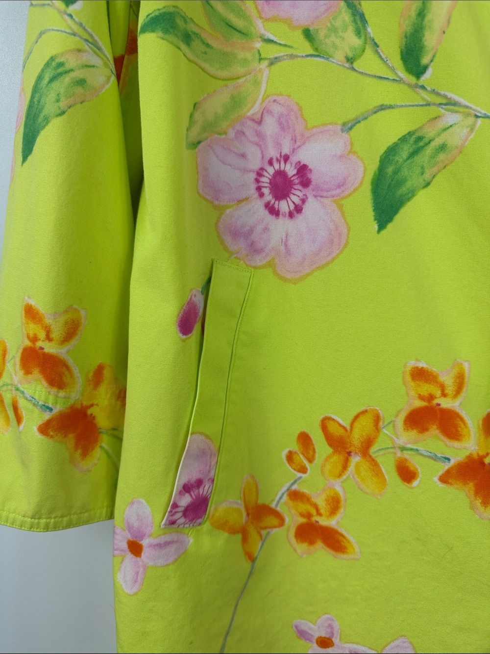 Ralph Lauren Black Label Chartreuse Floral Trench Rain Coat Jacket 14 - Picture 9 of 10
